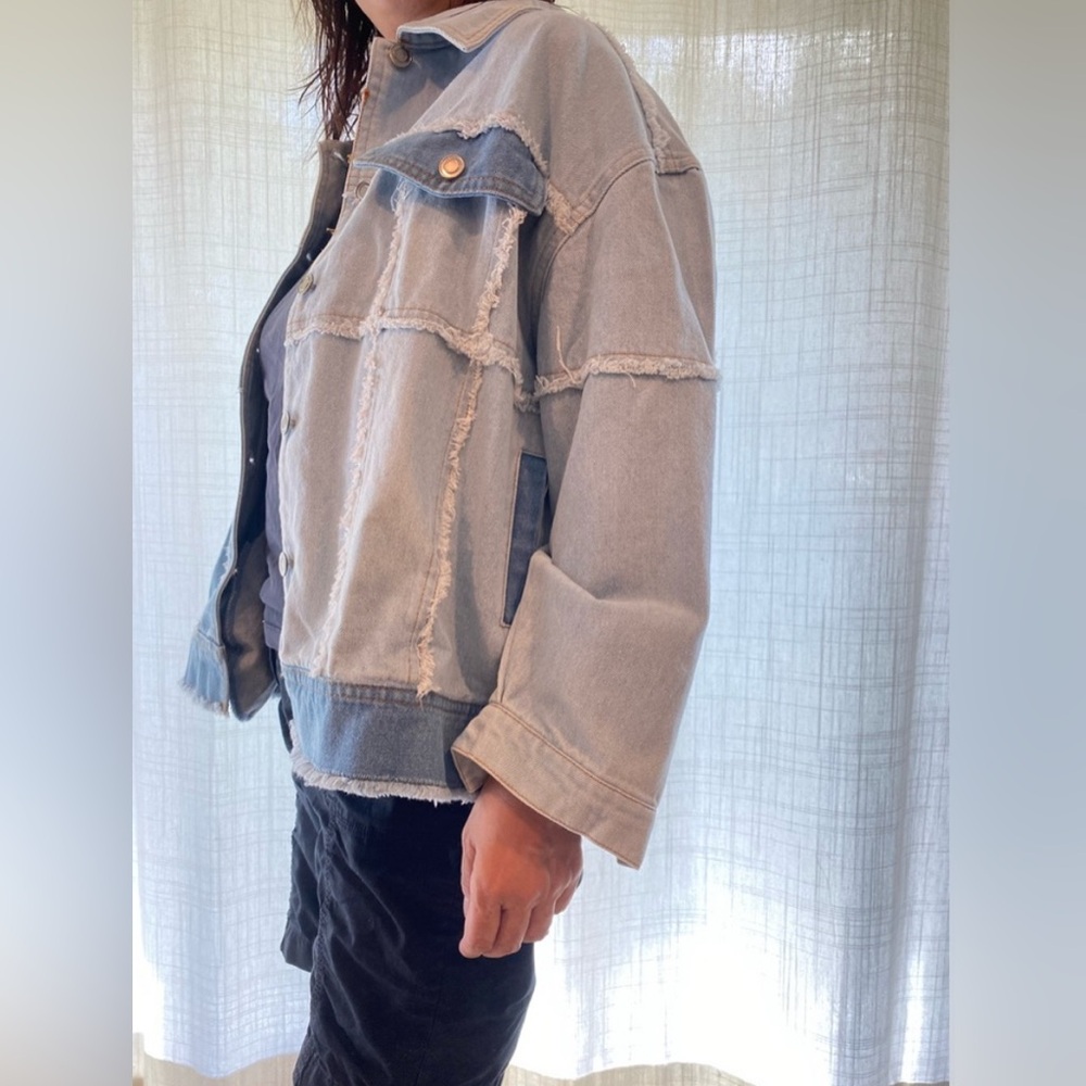 Women’s Denim Patchwork Jean Jacket Medium - image 2